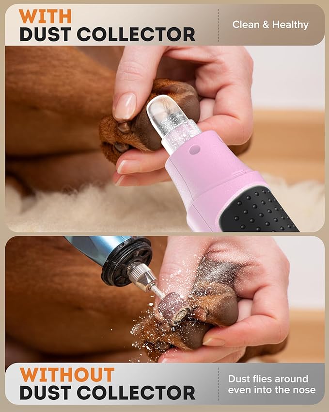 YABIFE 7-Speed Pet Nail Grinder with Light – Heavy Duty, Whisper Quiet Nail Trimmer for Dogs, Cats, Birds & Small Animals – Single-Handed Operation