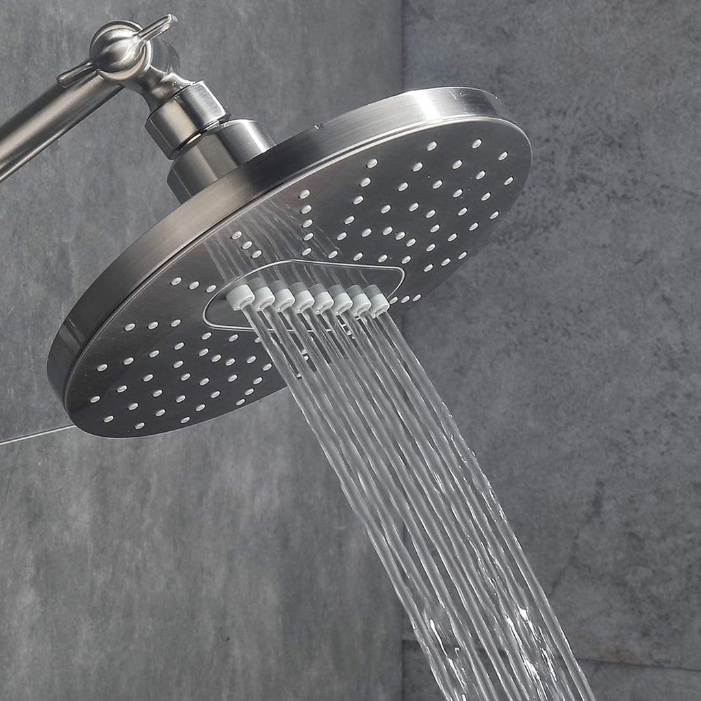 6.3" 2-Spray Rainfall Shower Head with Adjustable Angles