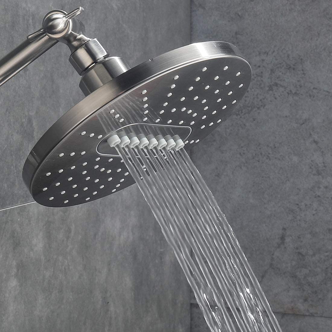 6.3" 2-Spray Rainfall Shower Head with Adjustable Angles