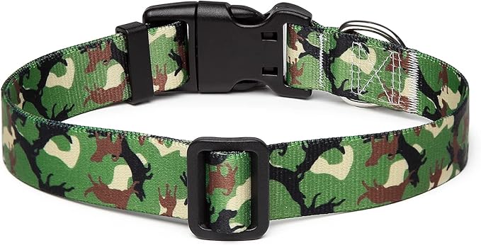 Mercano Adjustable Dog Collar - Special Design Patterns, Soft Nylon Comfortable Durable Pet Collar for Small Medium Large Dogs (M, Dog Camouflage Green)