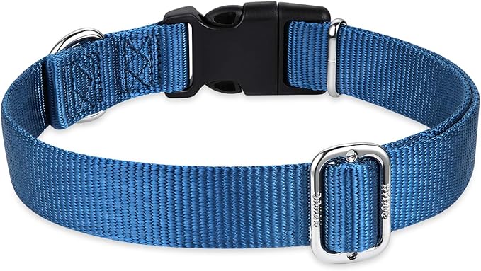 Hyhug Dog Collar for Large Dogs, Heavy Duty, Blue | Quick Release Nylon Buckle Collar, Adjustable & Durable Pet Supplies for Boy & Girl Dogs(Large, Classic Blue)