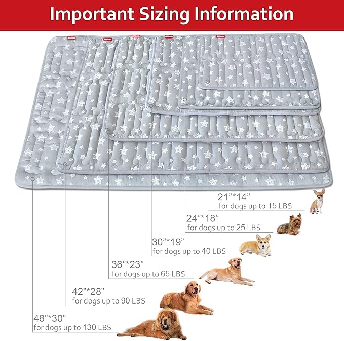 Dog Crate Mat (21" X 14"), Soft Dog Bed Mat with Cute Prints, Personalized Crate Pad, Anti-Slip Bottom, Machine Washable Kennel Pad