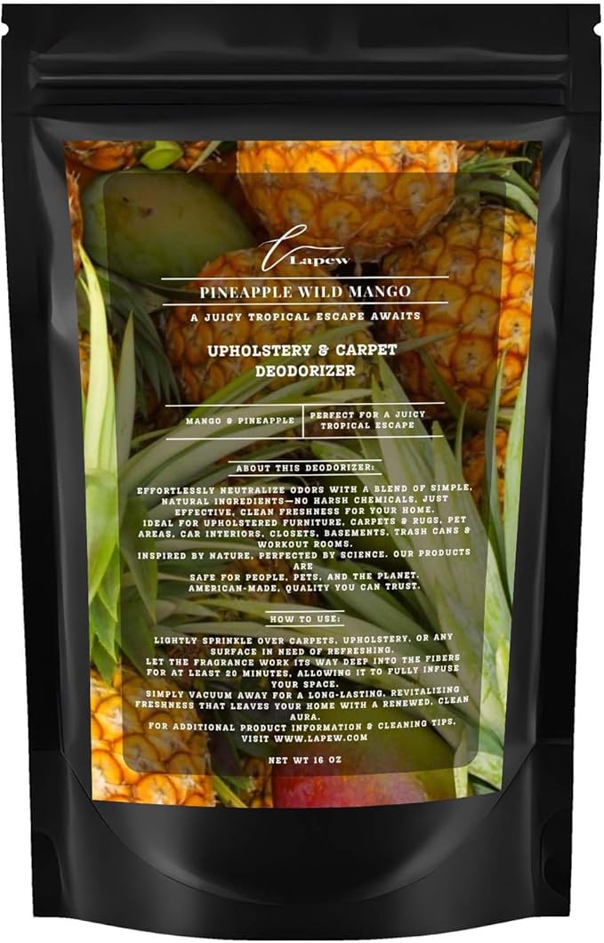 Pineapple Wild Mango Carpet Freshener Powder 16 oz | Powerful Odor Eliminator for Home | Upholstery Deodorizer | Carpet Deodorizer | Pet Urine | Cat Litter Box
