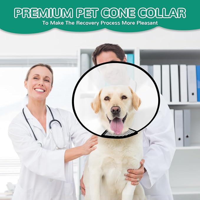 GLADOG Soft Dog Cone Collar, 3 PCS (XL is Only 1 PCS) Flexible Plastic Cone for Dogs After Surgery, Dog Recovery Collar, Adjustable E-Collar for Large/Medium/Small Dogs Cat, Comfy Elizabethan Collar