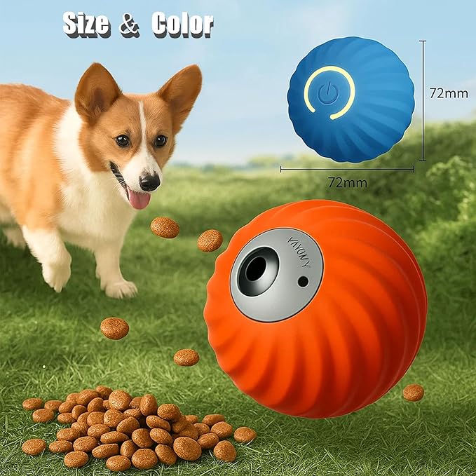 Zoomie Buddy 2.0, Zoomie Buddy for Dogs, 2 in 1 Smart Touch Interactive Dog Balls ＆ Pet Feeder, 2.83" Diameter, Suitable for Small/Medium Dogs, with Fruit Plush Cover (2*Blue, Tomato)