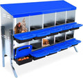 Chicken Nesting Box, 10 Hole 2 Layer Hen Nest Boxes with Legs, Roll Away Eggs Laying Boxes,Cleanable Pull Out Hen Roosting Boxes