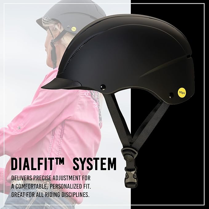 Troxel Spirit MIPS Technology Full Coverage Horse Riding Helmet, Horseback Riding Gear for Equestrians, Extra Small/Youth (6-1/4-6-1/2), Black Duratec