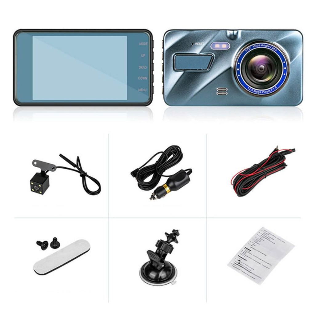 720P Dual Dash Car Camera Recorder with Motion Detection Light