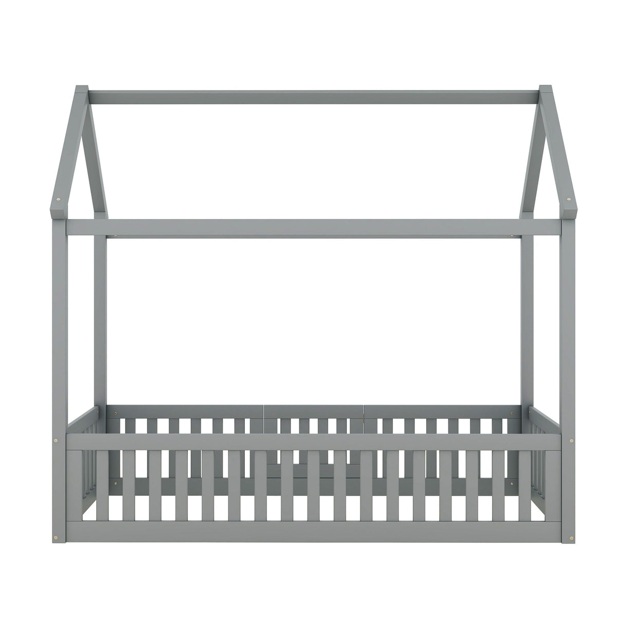 Wood House Bed With Fence And Door