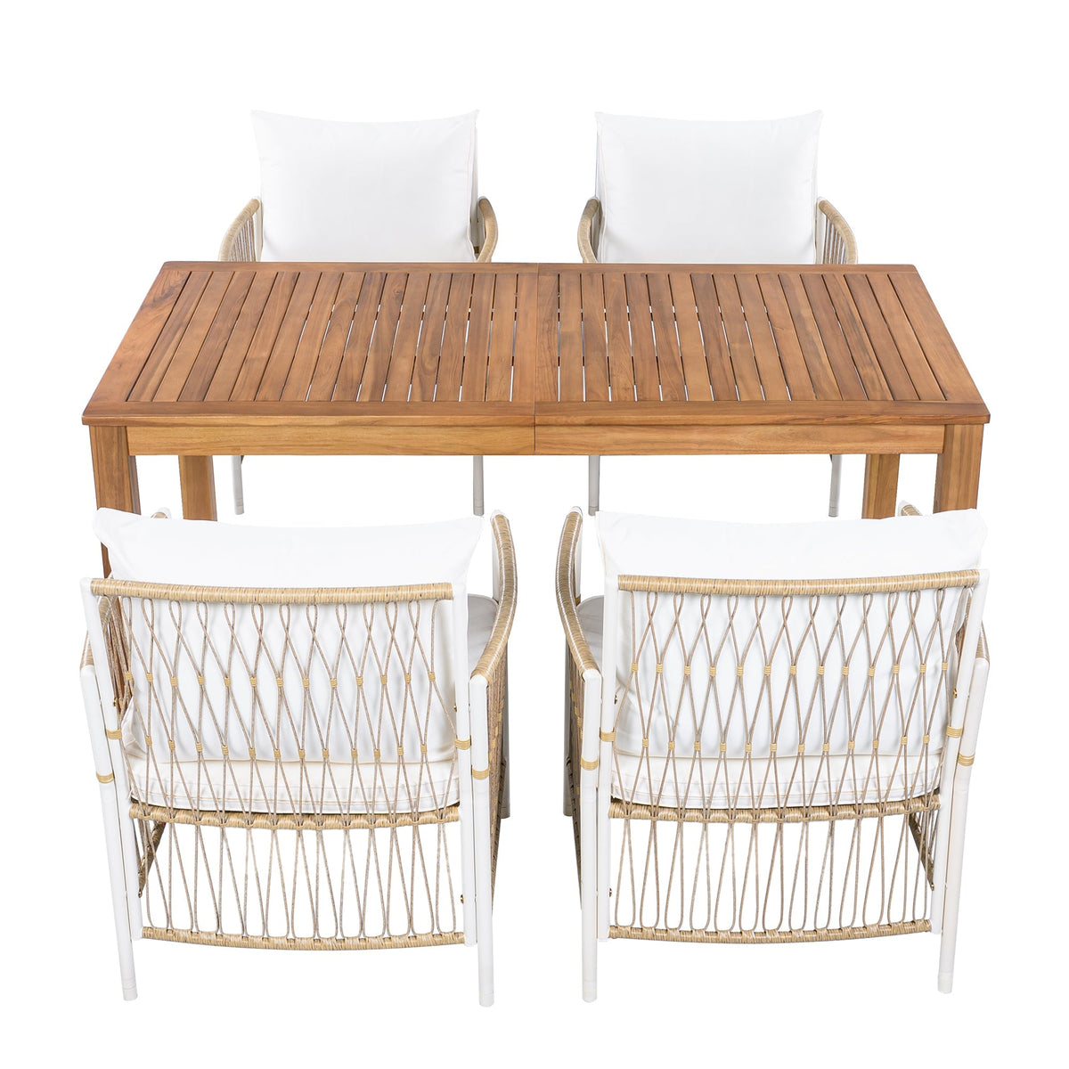 TOPMAX Patio 5pcs Wooden Dining Table Set