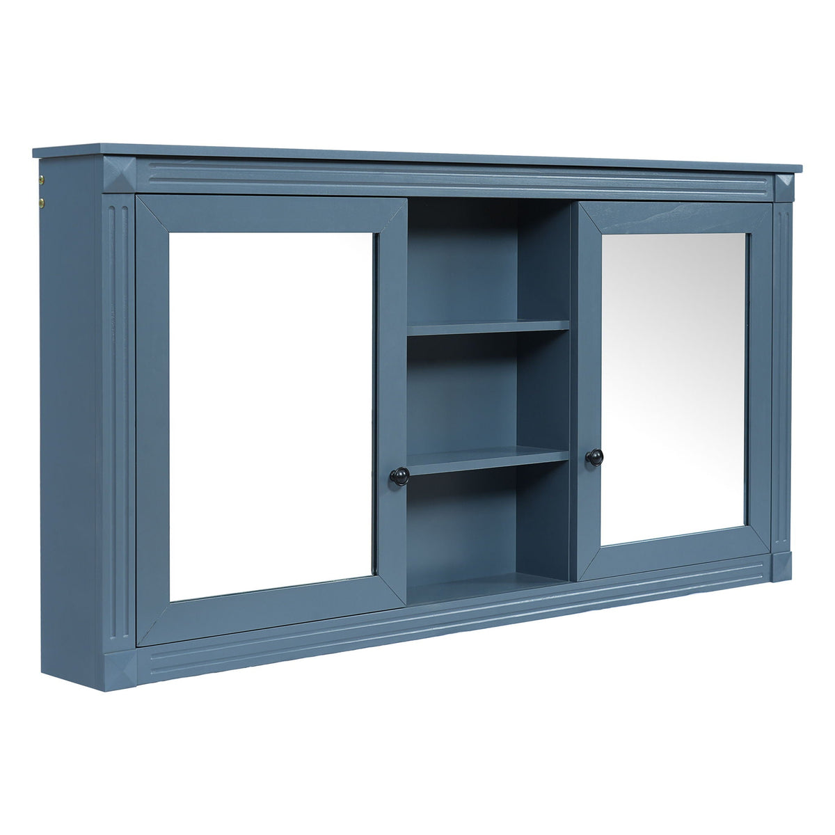 Modern Wall-Mount 2 In 1 Mirror Cabinet With Adjustable Shelves, Soft-Closing Hinges