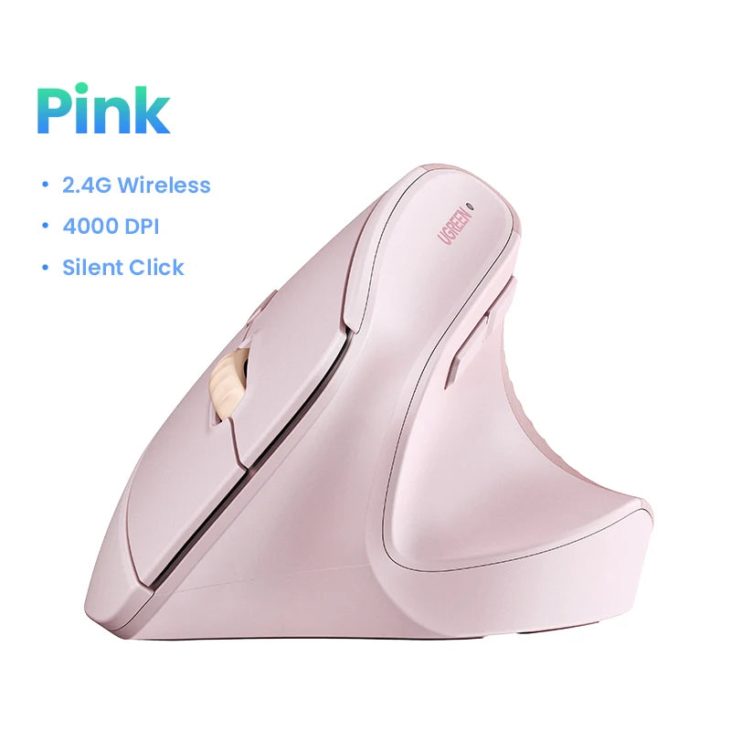 Bluetooth 2.4G Vertical Wireless Mouse Ergonomic 4000DPI 6 Mute Buttons for Macbook Tablet Laptops