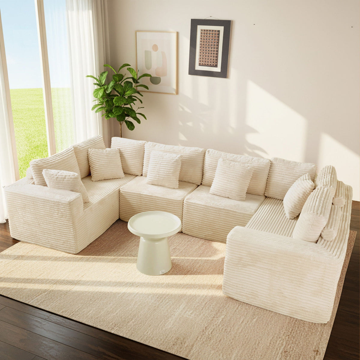 Modular U Shaped Sectional Sofa With Reversible Design