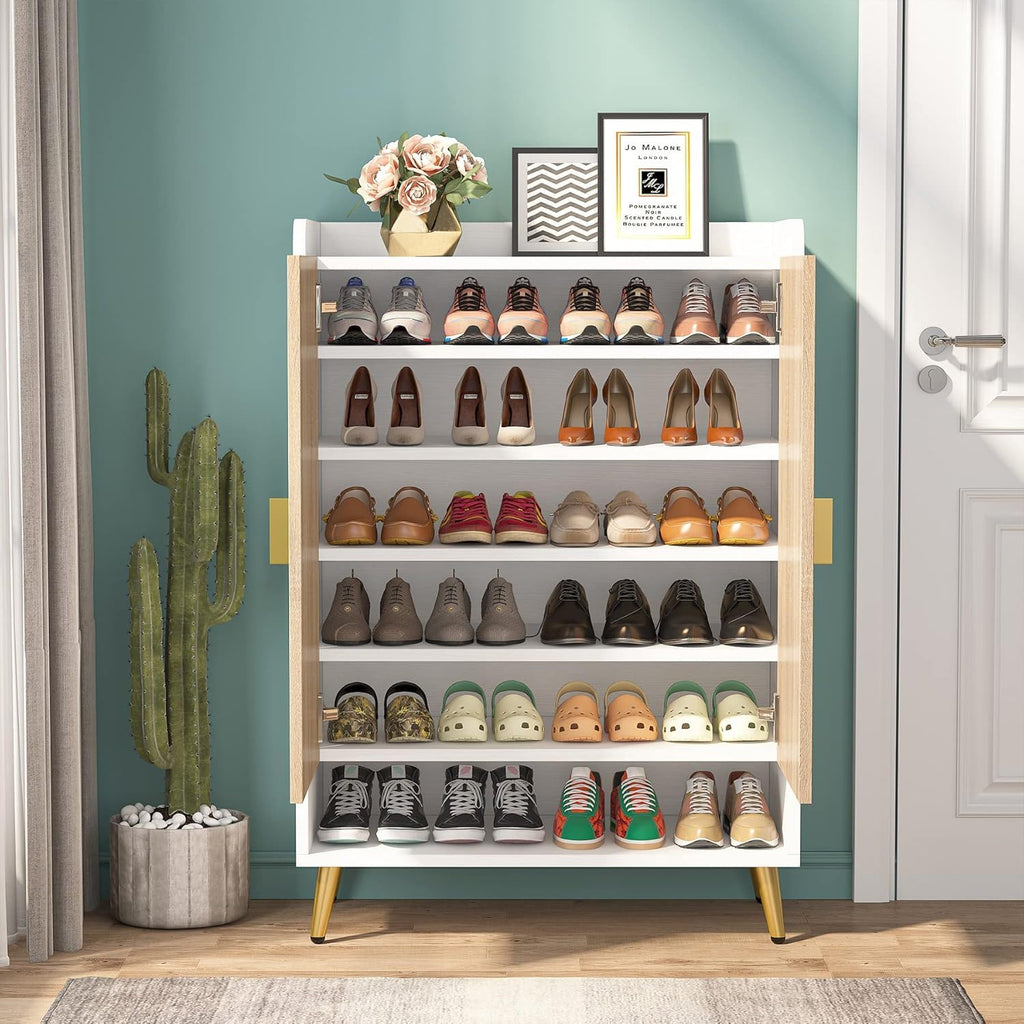 Shoe Cabinet With Doors, 7 Tier Storage Organizer