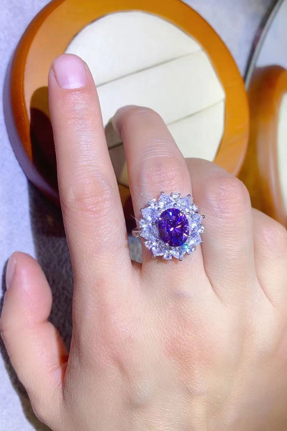 3 Carat Purple Oval-Cut Sparkala™ Platinum Over Pure Sterling Silver Ring