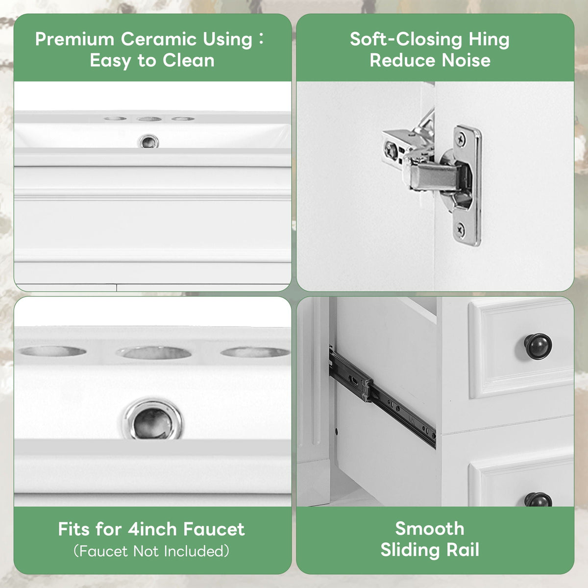 Bathroom Vanity With Sink, Compact Cabinet & 2 Drawers And Adjustable Shelf