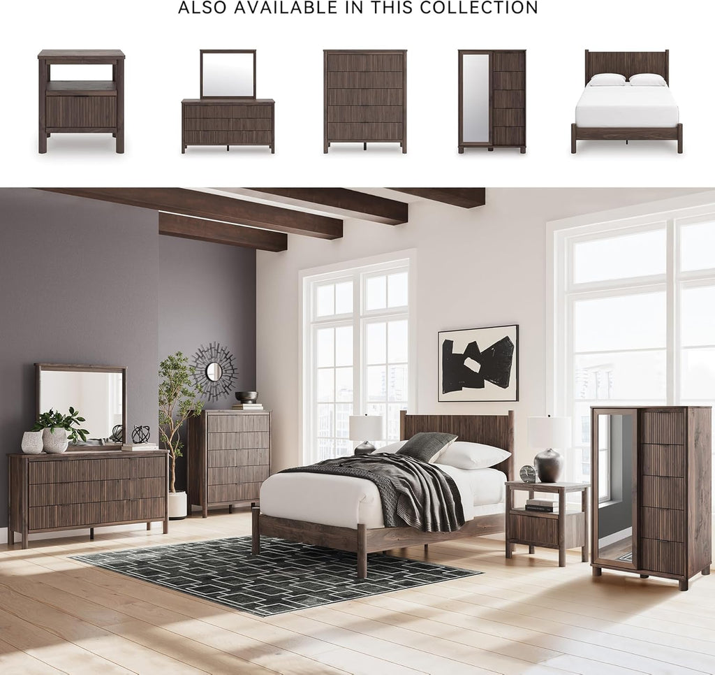 Signature Design by Ashley Cadmori Classic 6-Drawer Dresser and Mirror with Tipping Restraint Package, Dark Brown