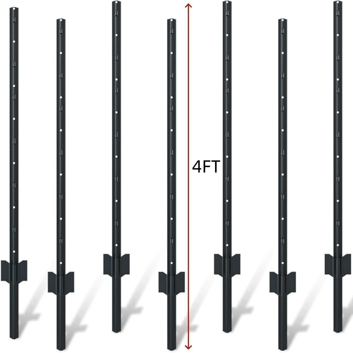 4 Foot U-Shaped Metal Garden Fence Posts Set for Wire Mesh Fencing