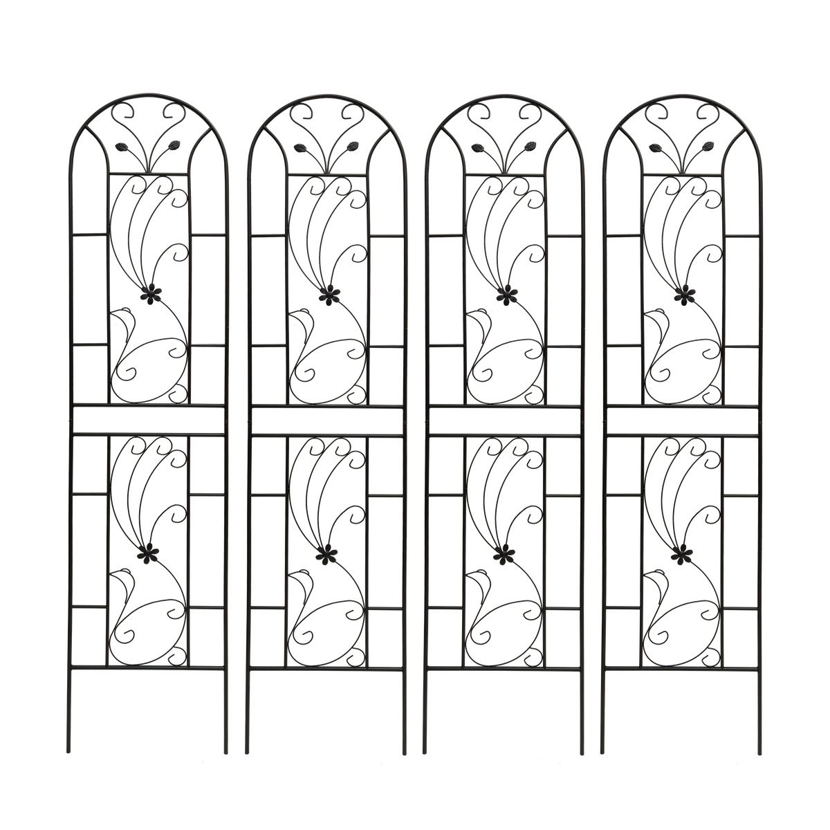 4 Pack Metal Garden Trellis 86.7'' x 19.7'' Rustproof Black