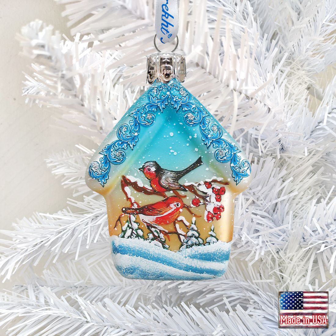 Red Robin House Mercury Glass Ornament by G. DeBrekht - Wildlife Holiday Décor - 739422