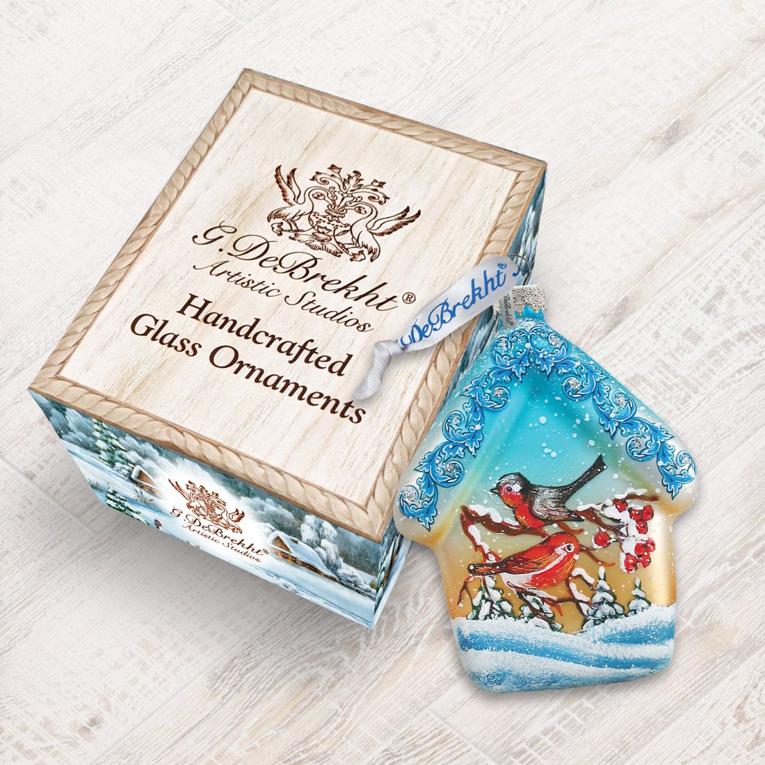 Red Robin House Mercury Glass Ornament by G. DeBrekht - Wildlife Holiday Décor - 739422