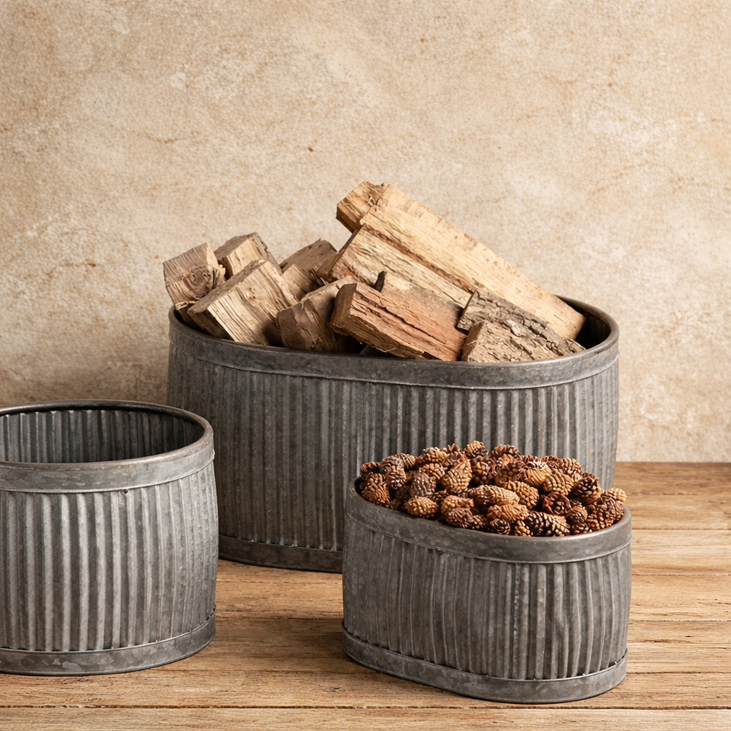 Zinc Dolly Tubs - Set of 3