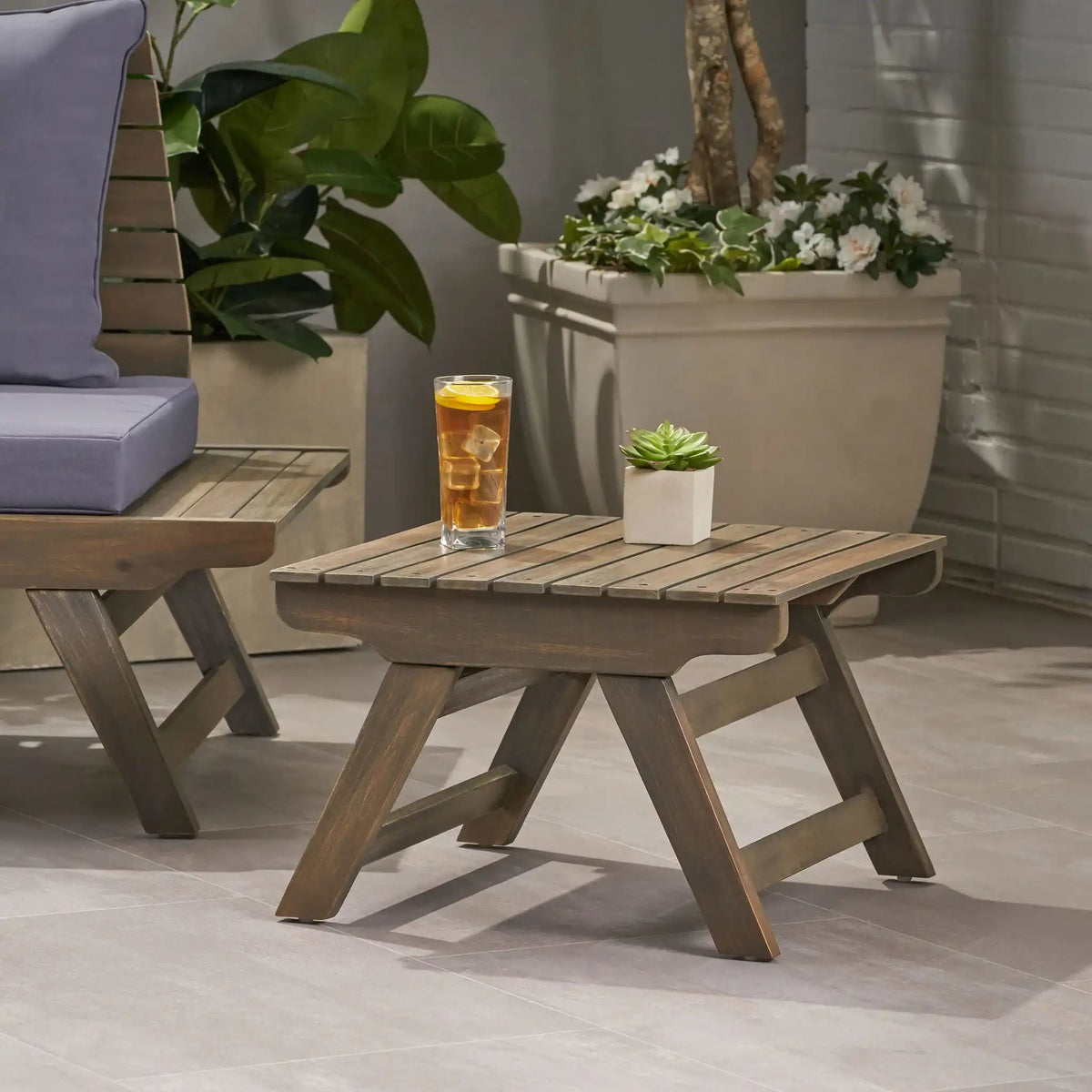 Sedona Outdoor Side Table With Open Slat Design