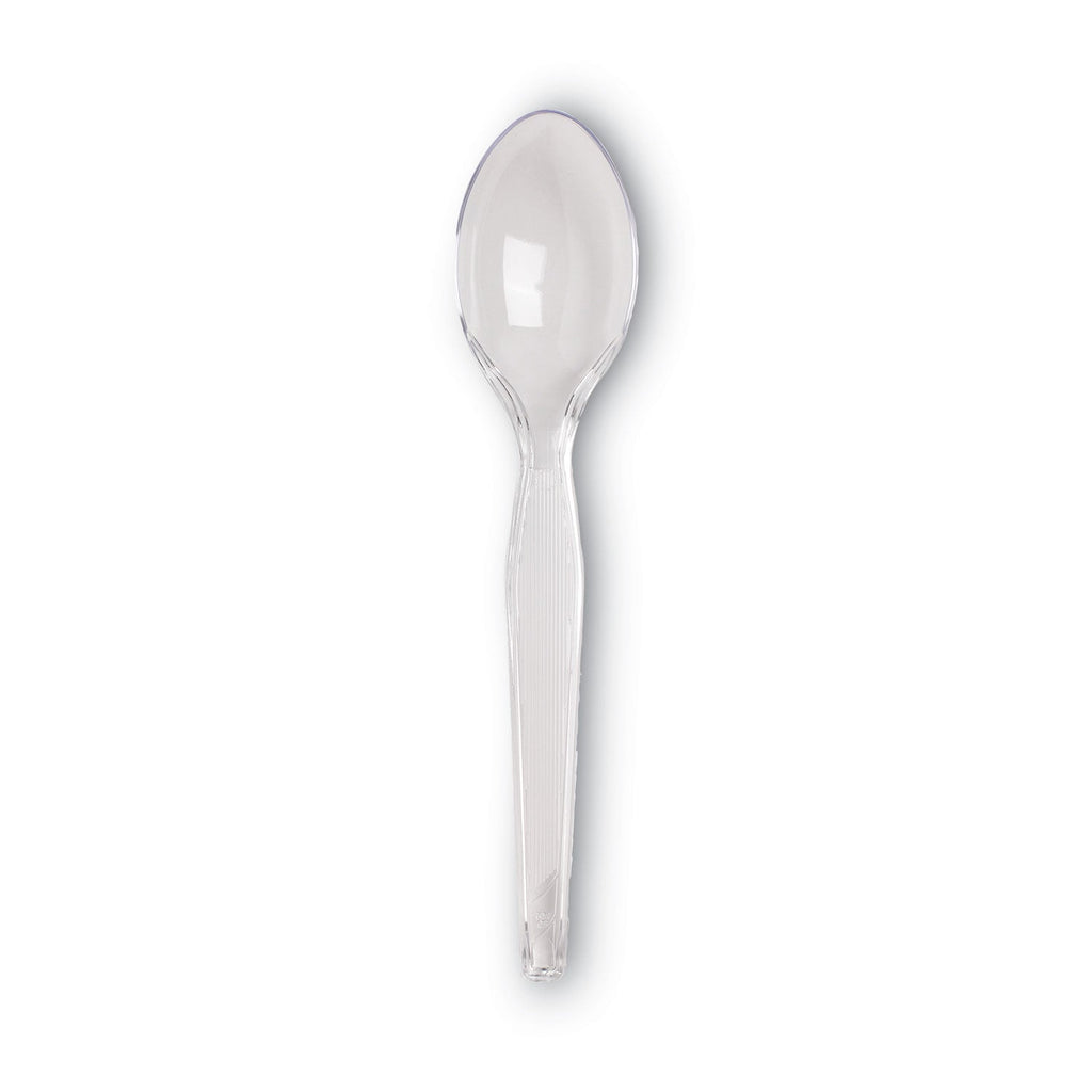 Dixie Plastic Cutlery, Heavyweight Teaspoon, Crystal Clear, 6", 1,000/Carton
