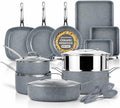 20 Pc Pots and Pans Set Non Stick, Pots and Pans Ceramic Cookware Set with Square Pan, Pot and Pan Set with Bakeware/Utensils, Non Stick Pots and Pan Set, Oven/Dishwasher Safe, Gray