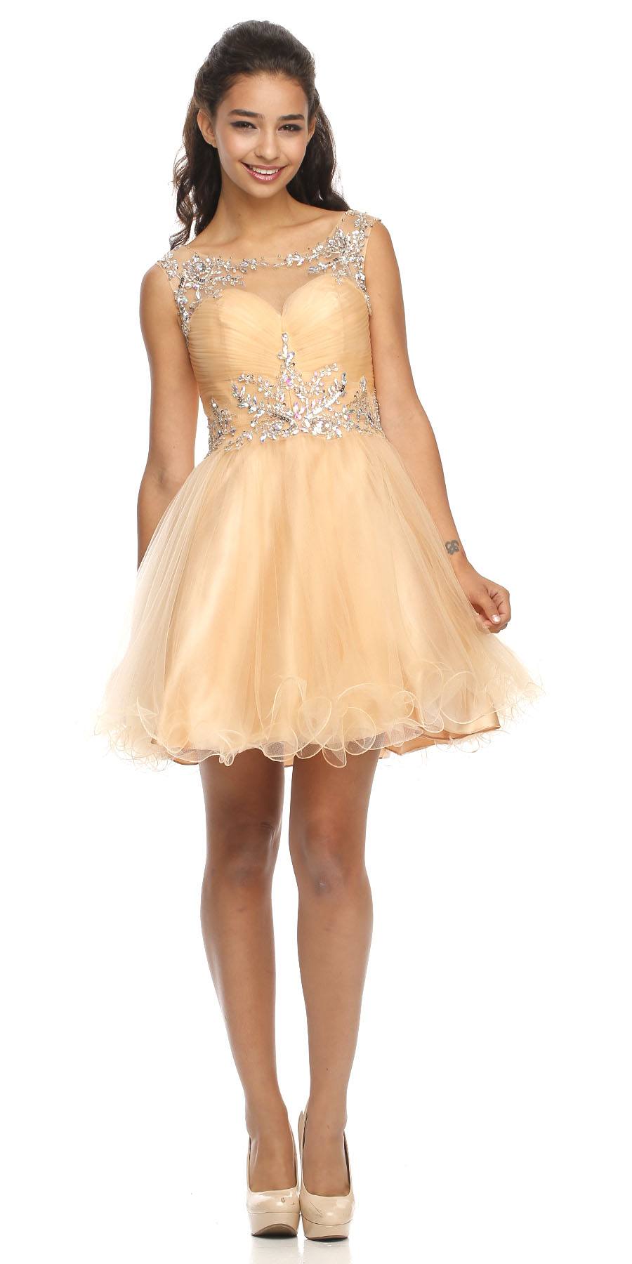 CLEARANCE - Juliet 742 Cap Sleeve Baby Doll Dress Short A-Line Poofy Tulle (Size 2XL)