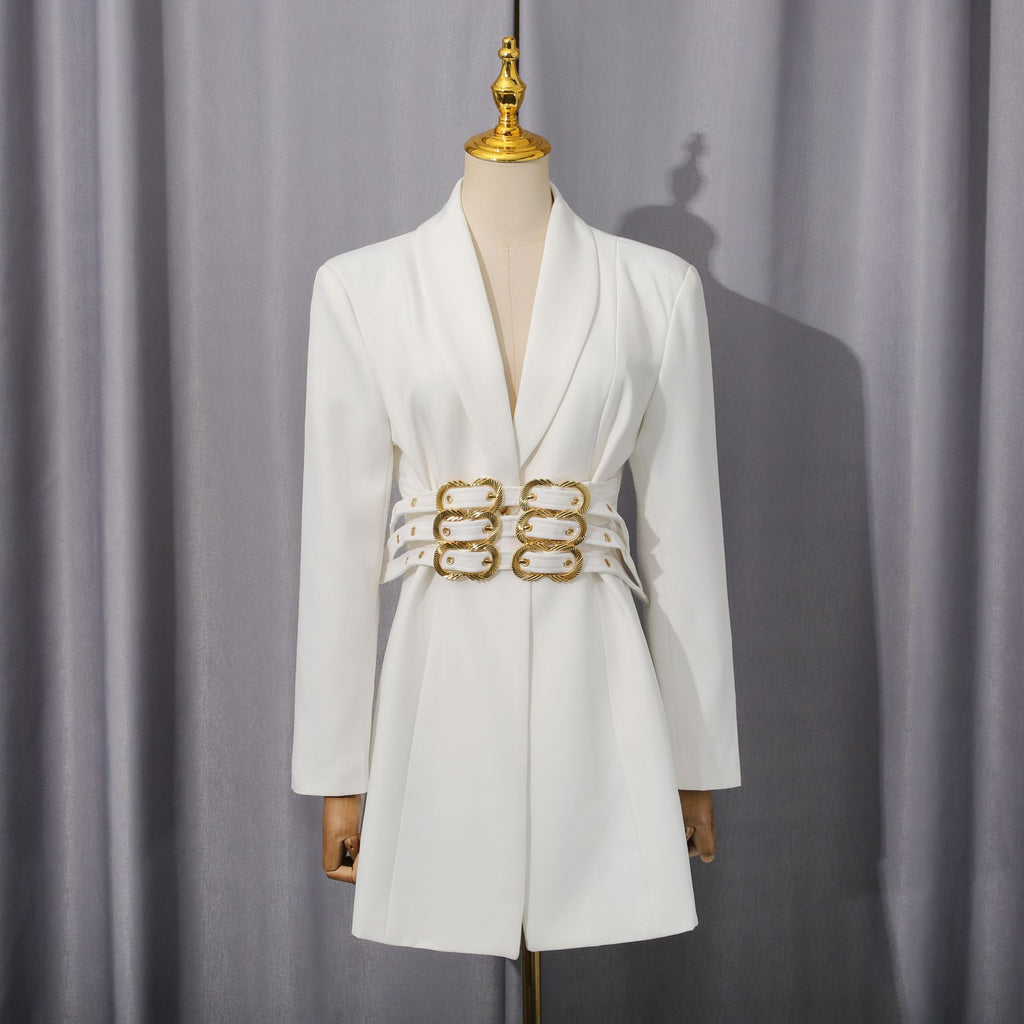 Commuter-style, Waist-cinching, Slim-fit Solid-color Blazer