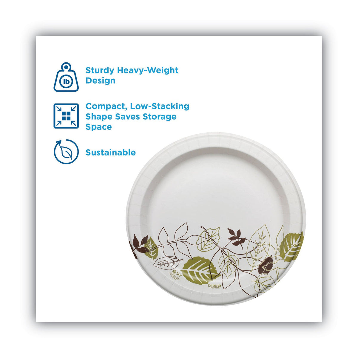 Dixie Pathways Soak Proof Shield Heavyweight Paper Plates, WiseSize, 10.13" dia, Green/Burgundy, 500/Carton