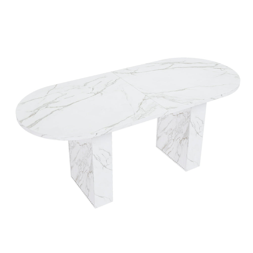 Oval Dining Table With Wood Strip Base