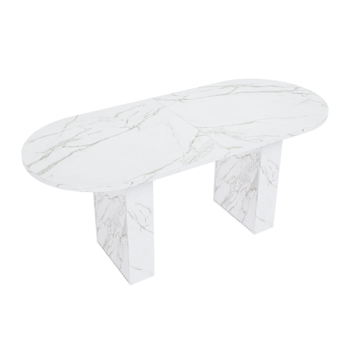 Oval Dining Table With Wood Strip Base