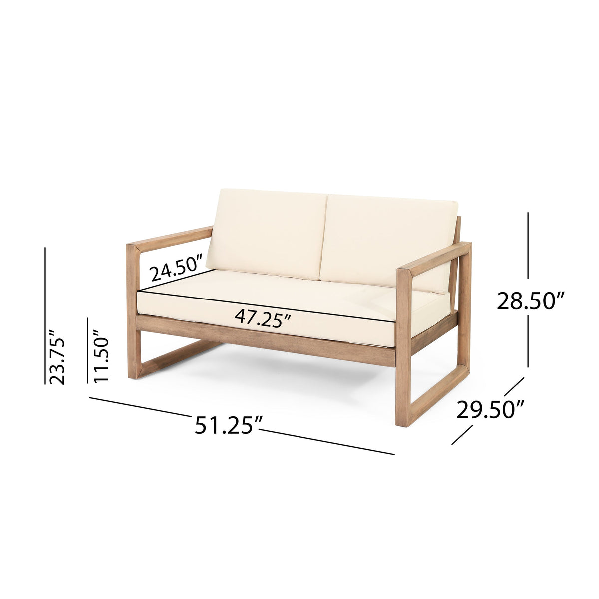 4-Pieces Acacia Wood Patio Furniture Set