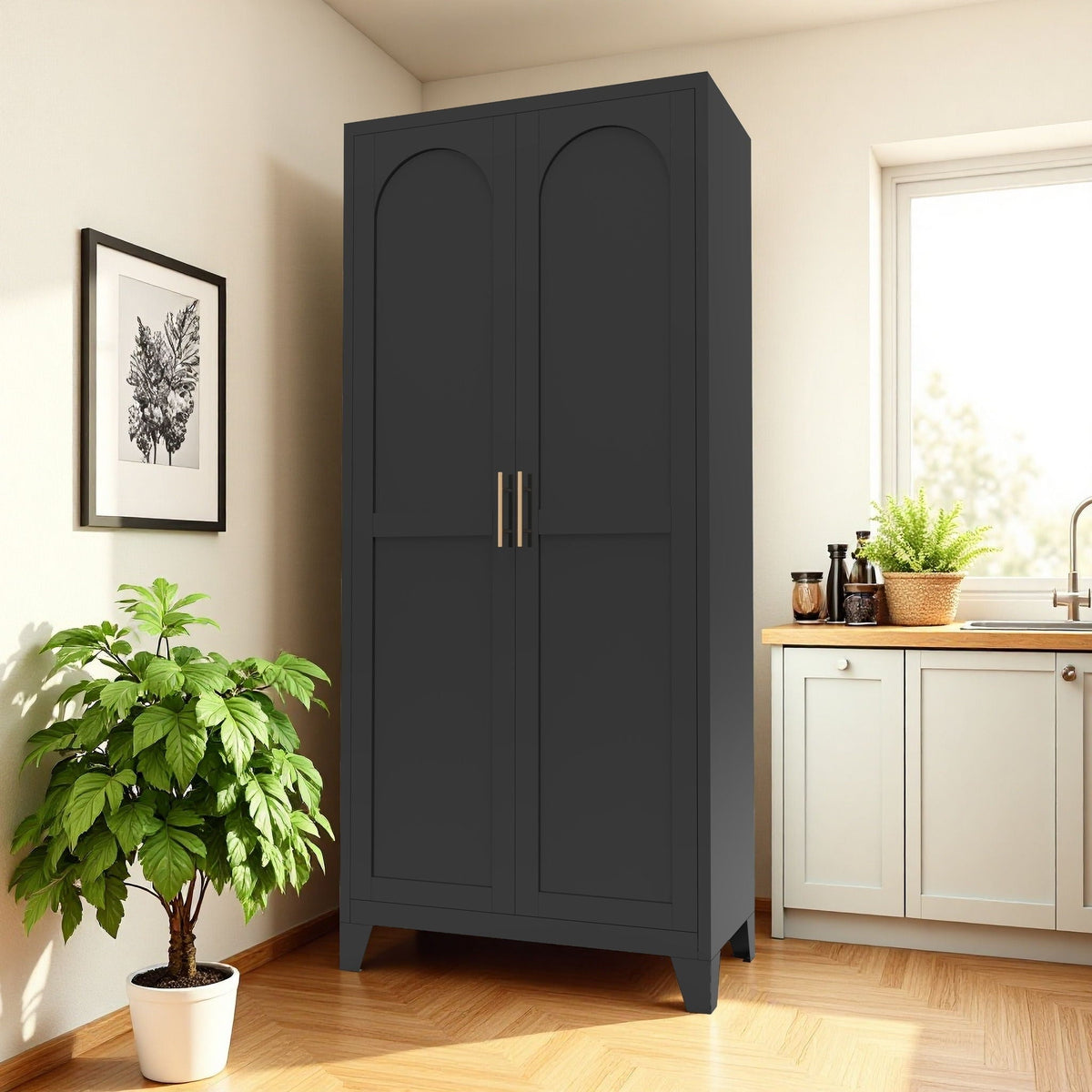 Shapely Doors Cabinet, Metal Storage Cabinet With Doors And Adjustable Shelves