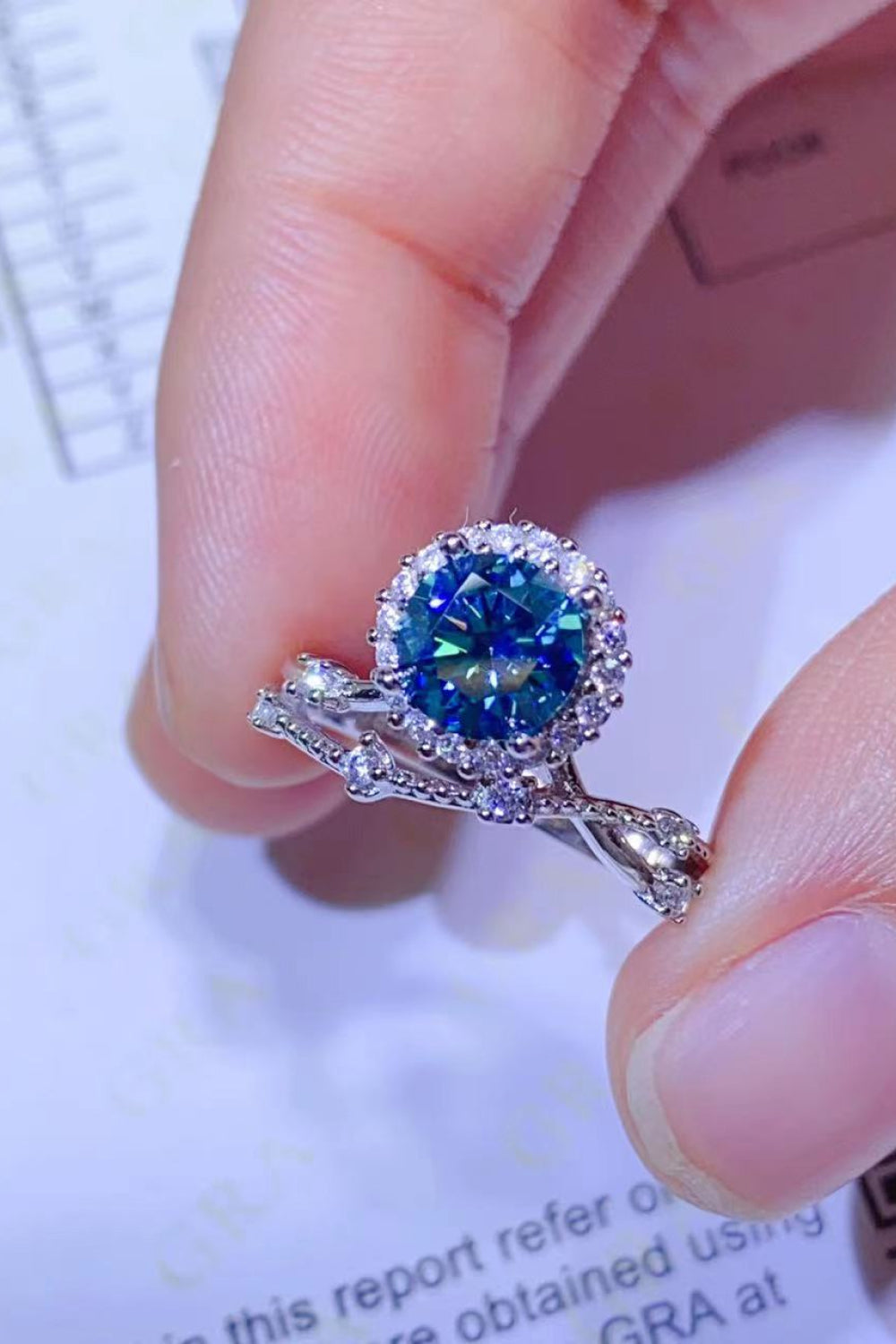 1 Carat Blue Brilliant Round Cut Sparkala™ Platinum Over Pure Sterling Silver Ring (Blue Or Purple)