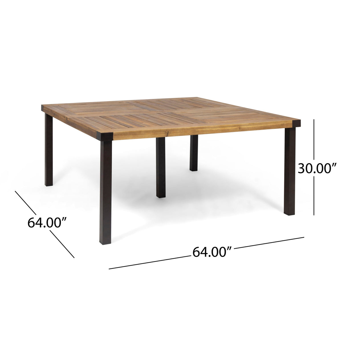 Lankershim Modern Industrial Dining Table With Acacia Wood Slat Design - Teak