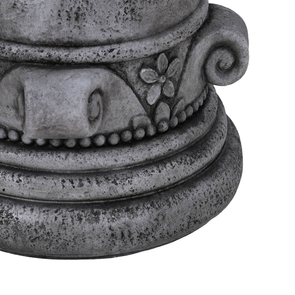 Outdoor End Table, Round Side Table For Patio And Garden - Antique Gray
