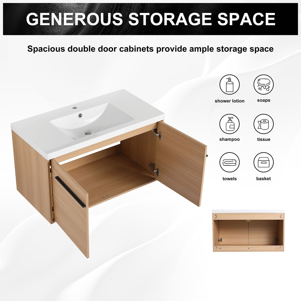 Bathroom Vanity Set With Resin Countertop Sink, 2 Doors