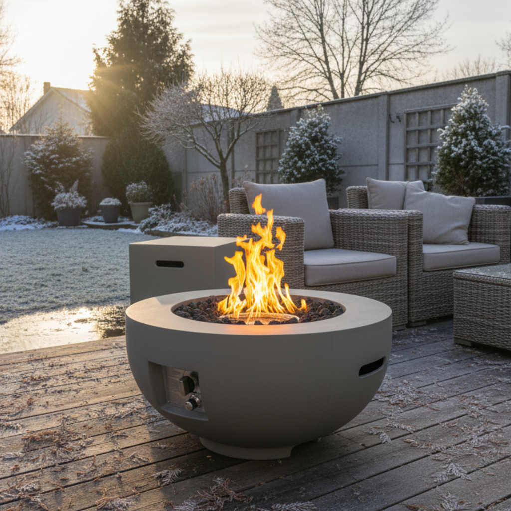 Outdoor Round Propane Fire Pit Table 28-inch, 40,000 BTU