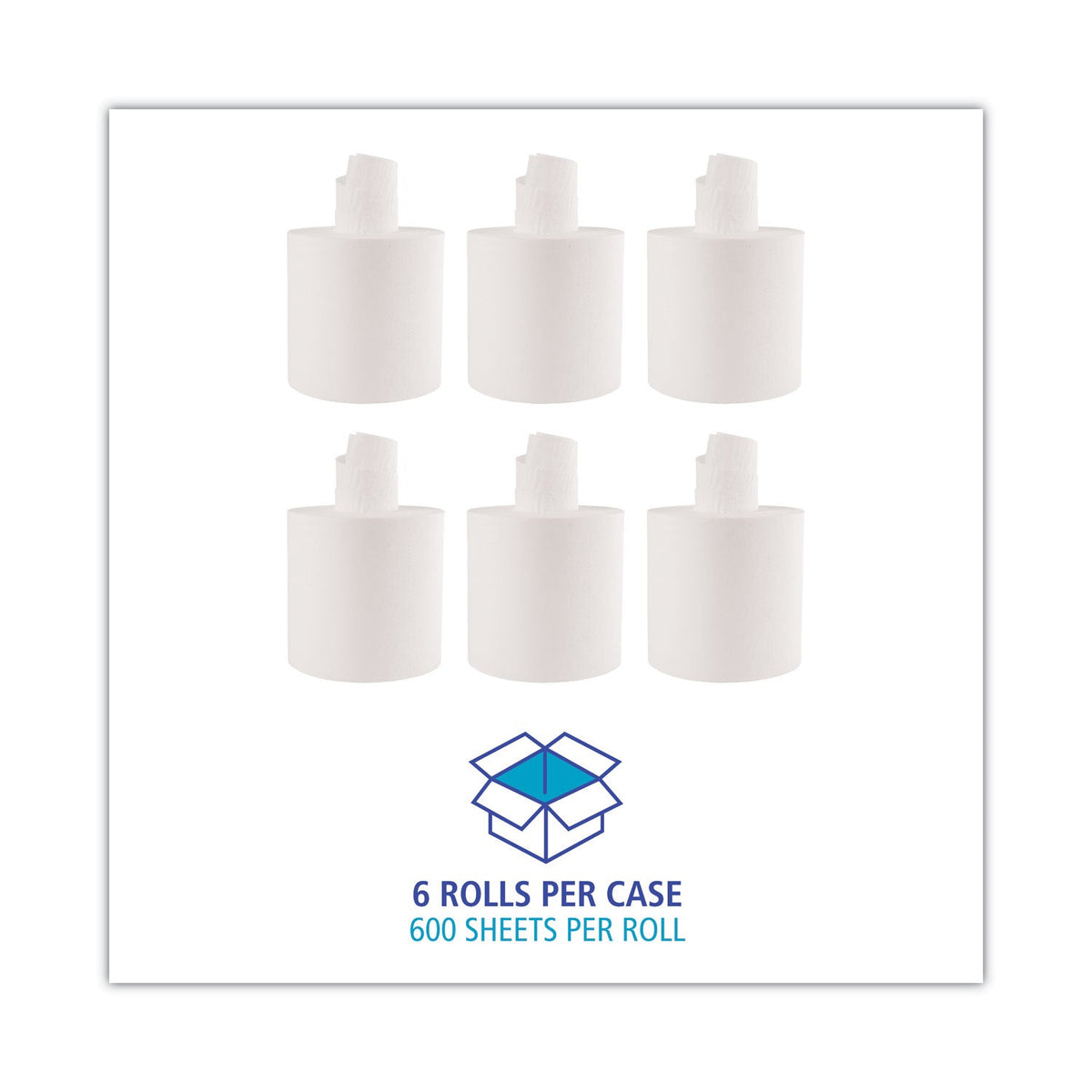 Boardwalk Center-Pull Roll Towels, 2-Ply, 7.6 x 8.9, White, 600/Roll, 6/Carton