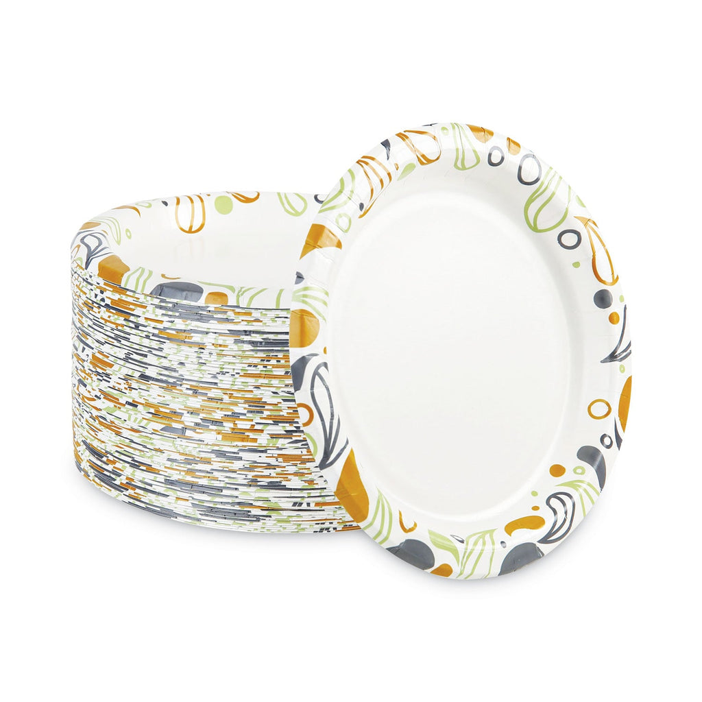 Boardwalk Deerfield Printed Paper Plates, 9" dia, Coated/Soak Proof, Multicolor, 125/Pack, 8 Packs/Carton