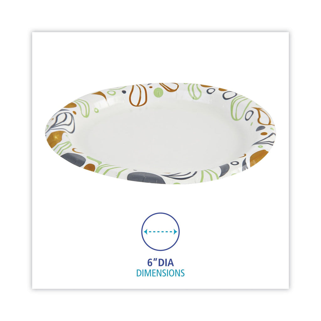 Boardwalk Deerfield Printed Paper Plates, 6" Dia, Coated/Soak Proof, Multicolor, 250/Pack, 4 Packs/Carton