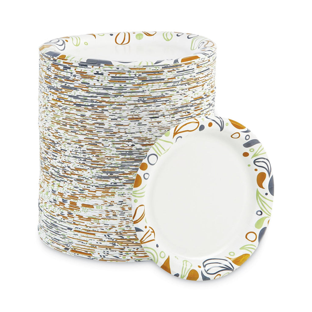 Boardwalk Deerfield Printed Paper Plates, 6" Dia, Coated/Soak Proof, Multicolor, 250/Pack, 4 Packs/Carton