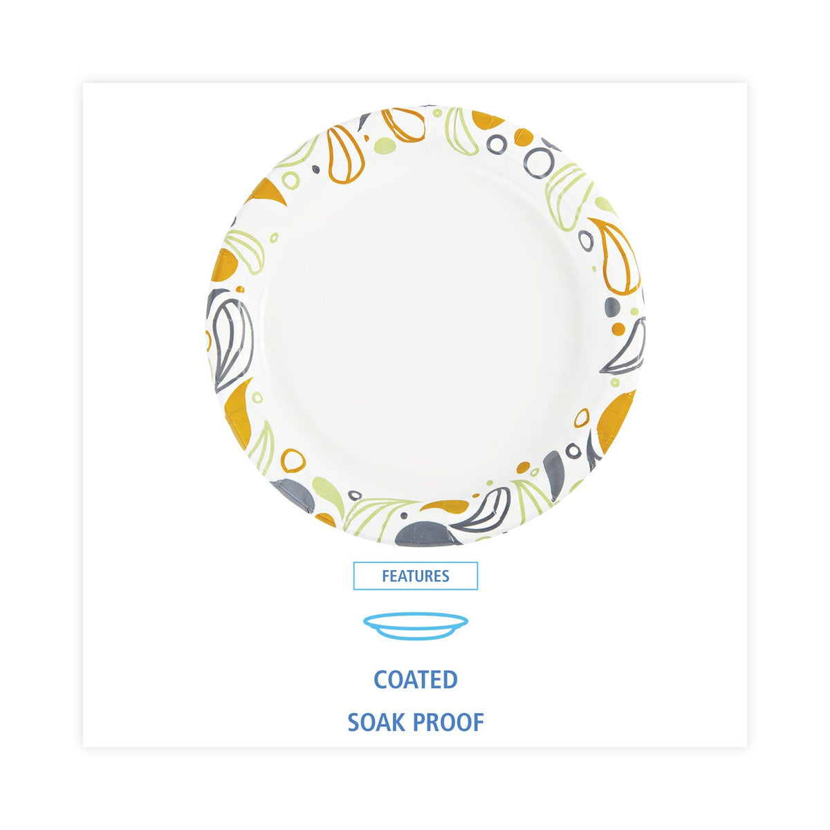Boardwalk Deerfield Printed Paper Plates, 9" dia, Coated/Soak Proof, Multicolor, 125/Pack, 8 Packs/Carton