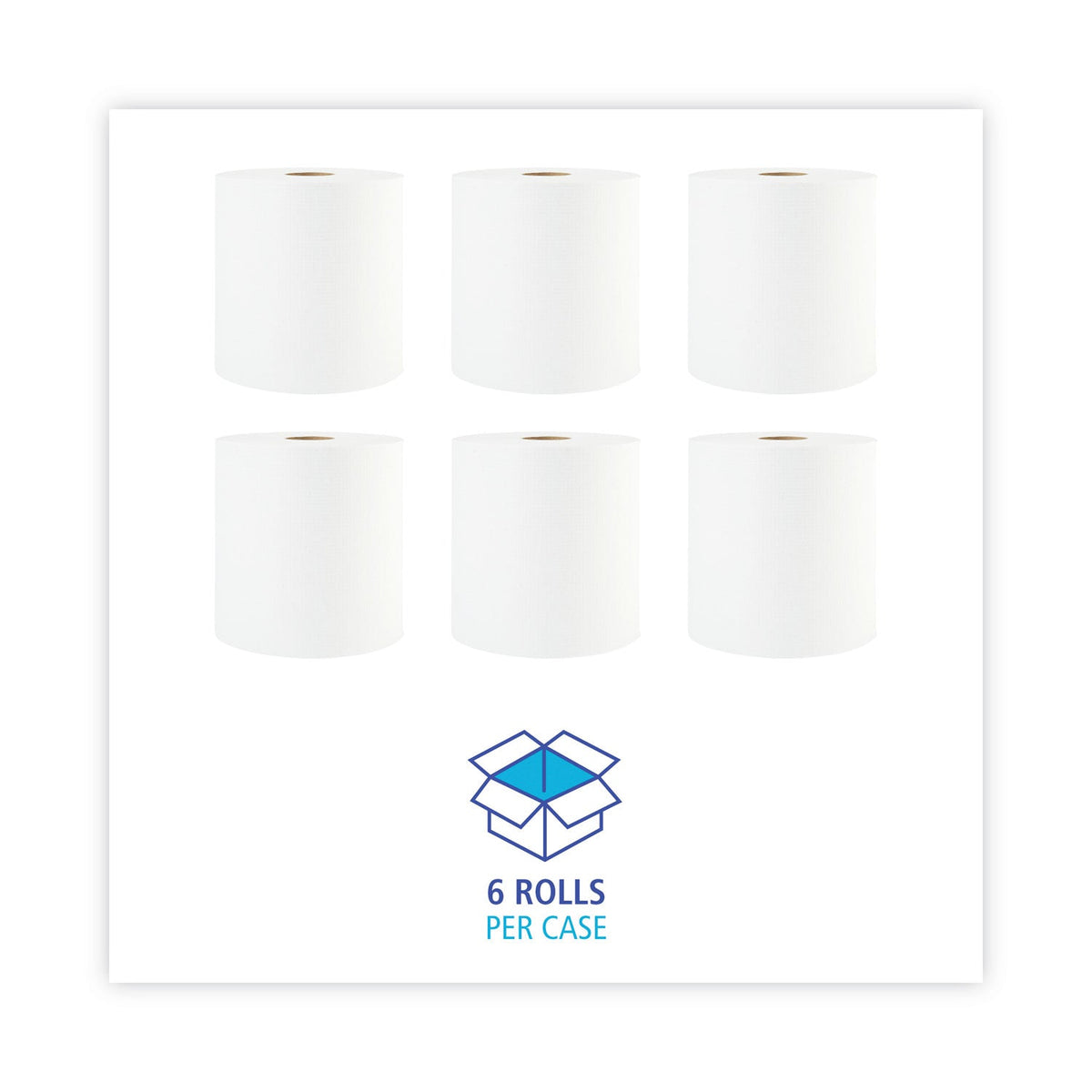 Boardwalk Hardwound Paper Towels, 1-Ply, 8" x 800 ft, White, 6 Rolls/Carton