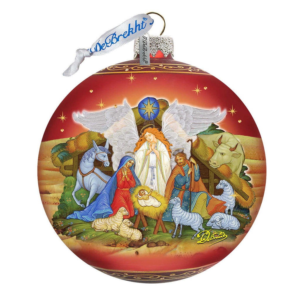 Guarding Light Nativity Glass Ornament Limited Edition by G. DeBrekht - Inspirational Nativity Décor - 73860-2