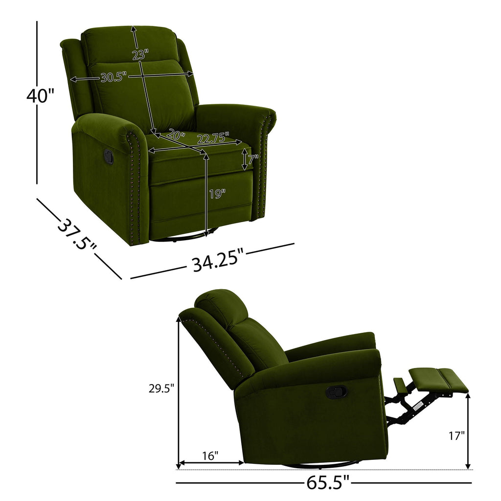 360 Degrees Swivel Manual Rocking Recliner with Adjustable Backrest