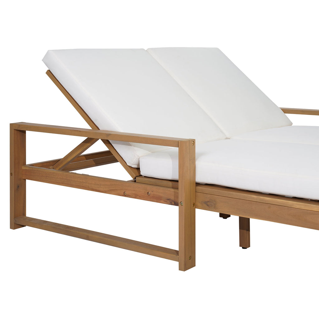 TREXM Outdoor Double Lounge Chair with 5-Position Adjustable Backrest